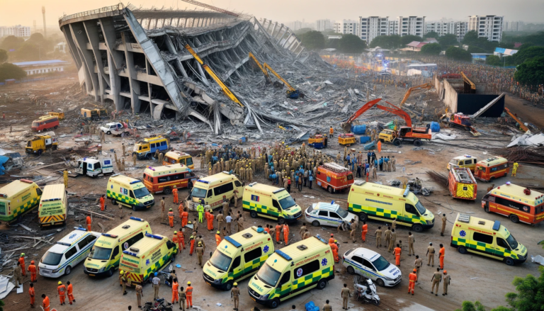 "Tragic Incident in Telangana: Under-Construction Stadium Collapses, Causing Fatalities and Injuries