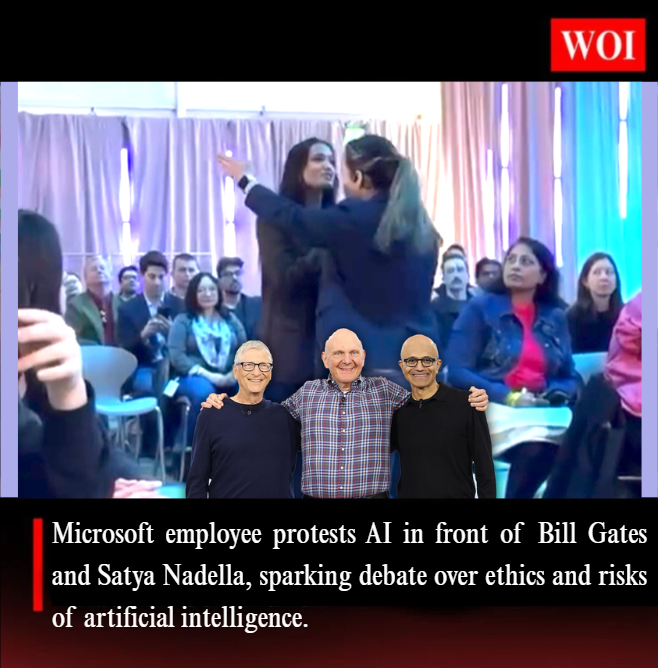 Microsoft Employee Protests AI in Front of Bill Gates & Satya Nadella