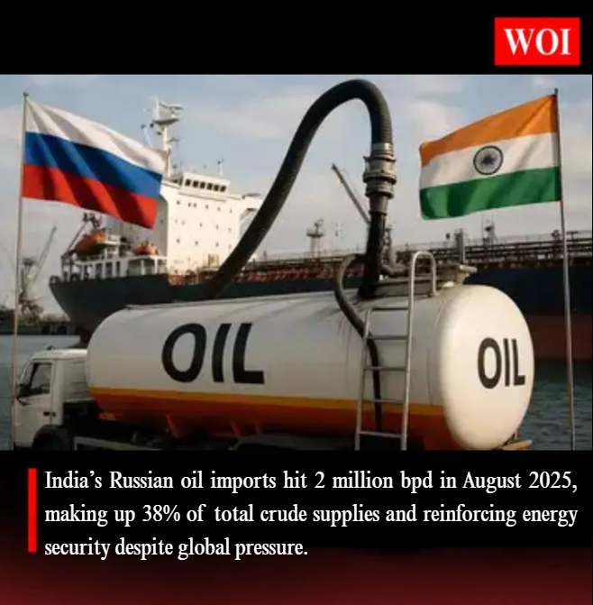 India’s Russian Oil Imports Hit 2 Million Barrels Per Day in August 2025