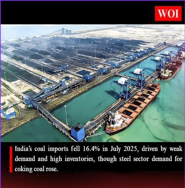 India’s Coal Imports Fall 16.4% in July 2025 Amid Weak Demand