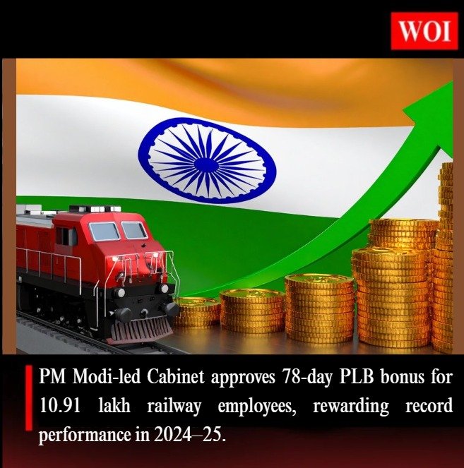 Cabinet Approves 78-Day Productivity Linked Bonus for 10.91 Lakh Railway Employees