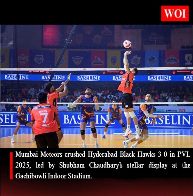 PVL 2025: Mumbai Meteors Sweep Hyderabad Black Hawks 3-0 in Dominant Display