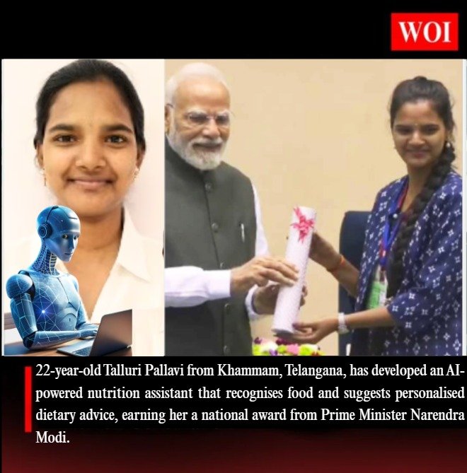 Telangana’s AI Innovator Talluri Pallavi Wins National Recognition for Her Smart Nutrition Assistant