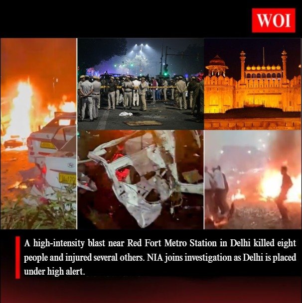 Breaking: High-Intensity Blast Near Delhi’s Red Fort — 8 Dead, City on High Alert, NIA Joins Investigation