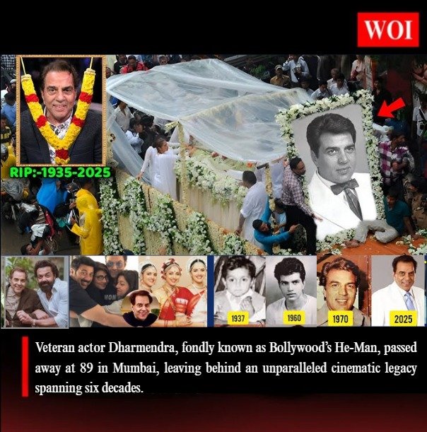 Bollywood’s He-Man Dharmendra Passes Away at 89 — End of an Era