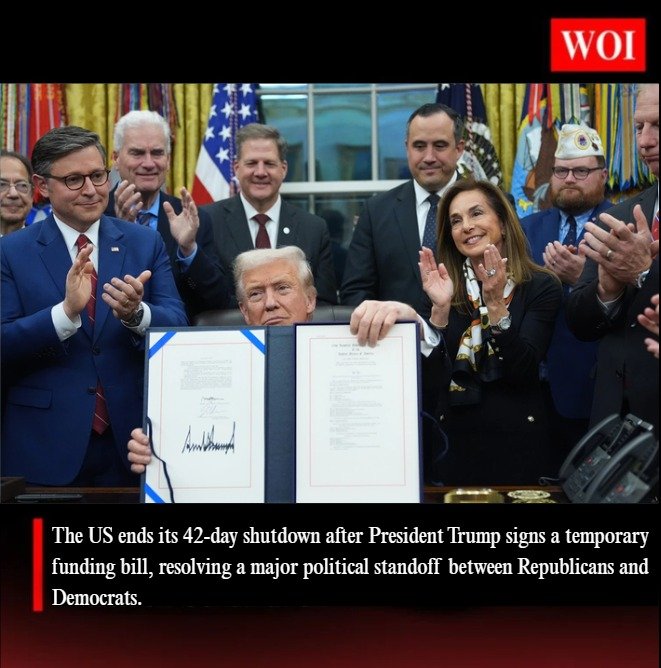 US Government Shutdown Ends After 42 Days as Trump Signs Temporary Funding Bill