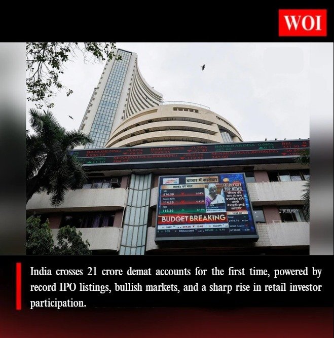 India Crosses 21 Crore Demat Accounts as Retail Investors Fuel Historic Market Surge