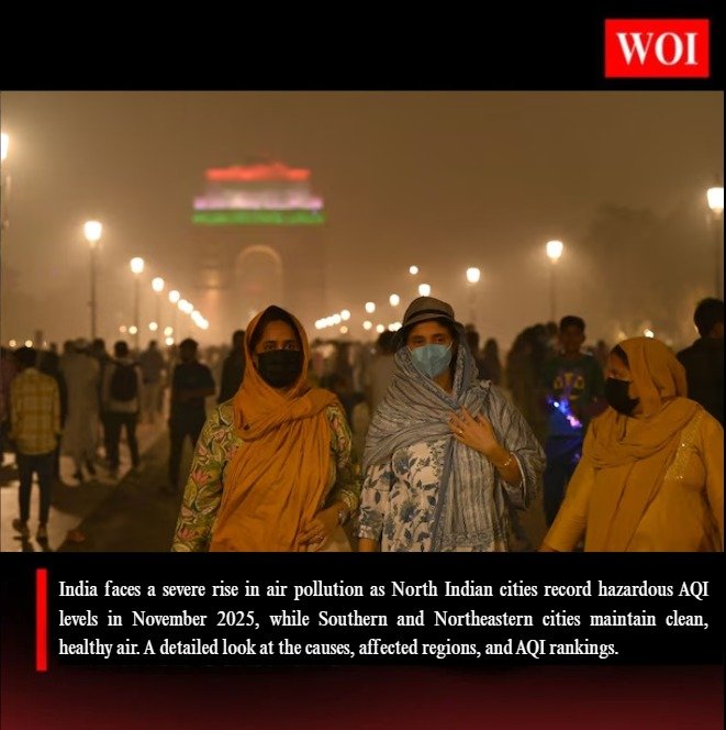 India’s Winter Air Pollution Crisis: North India Suffers Severe AQI While South Remains Clean