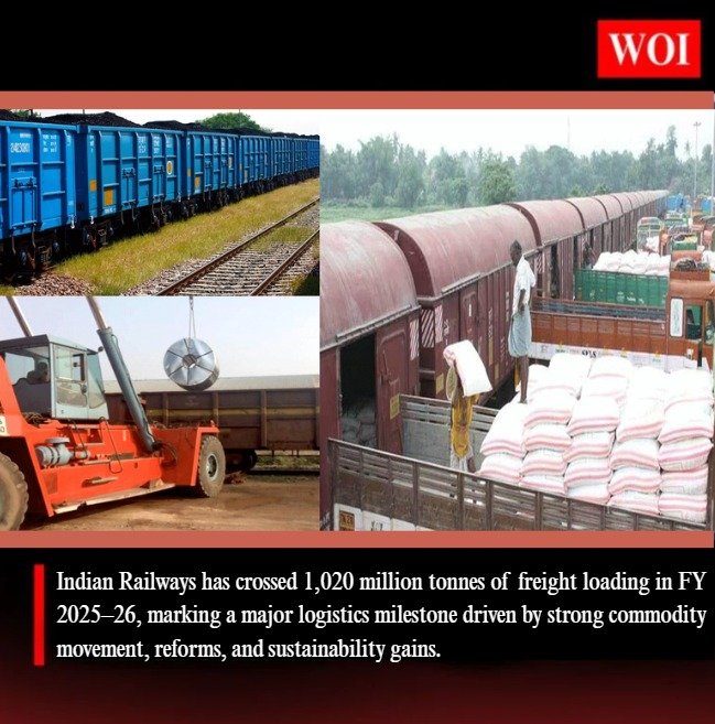 Indian Railways Crosses 1 Billion Tonnes Freight Mark in FY 2025–26