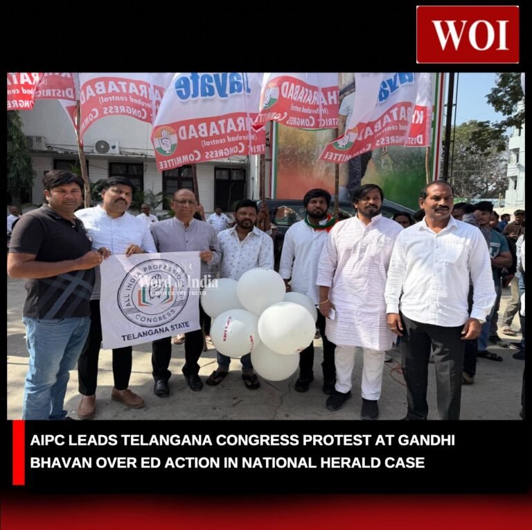 AIPC Leads Telangana Congress Protest at Gandhi Bhavan Over ED Action in National Herald Case