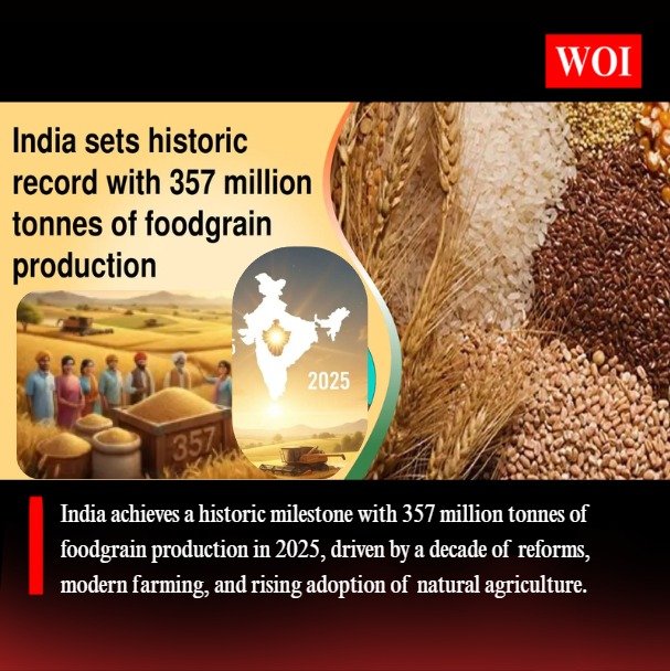 India Sets New Record with 357 Million Tonnes of Foodgrain Production in 2025