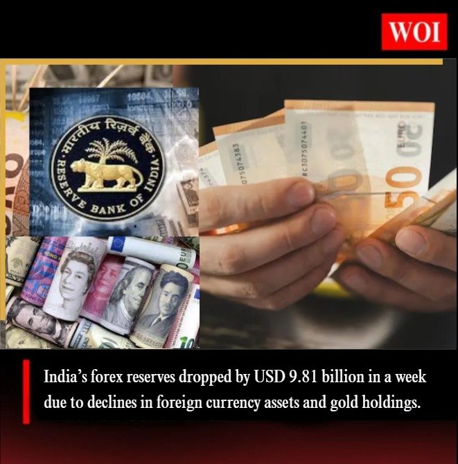 India’s Forex Reserves Fall by USD 9.81 Billion in a Week: RBI