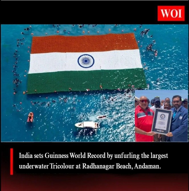 India Sets Guinness Record with Largest Underwater Tricolour at Radhanagar Beach